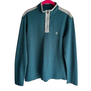 IZOD GOLF Teal Gray Quarter Zip Long‎ Sleeve Mens Pullover, S